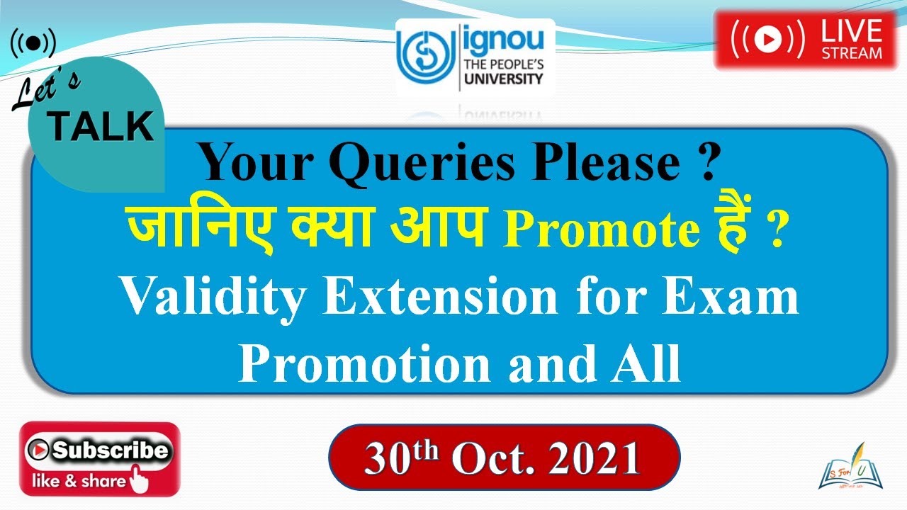 #24 Live | IGNOU All Updates || जानिए क्या आप Promote है || IGNOU Programme Validity Extension