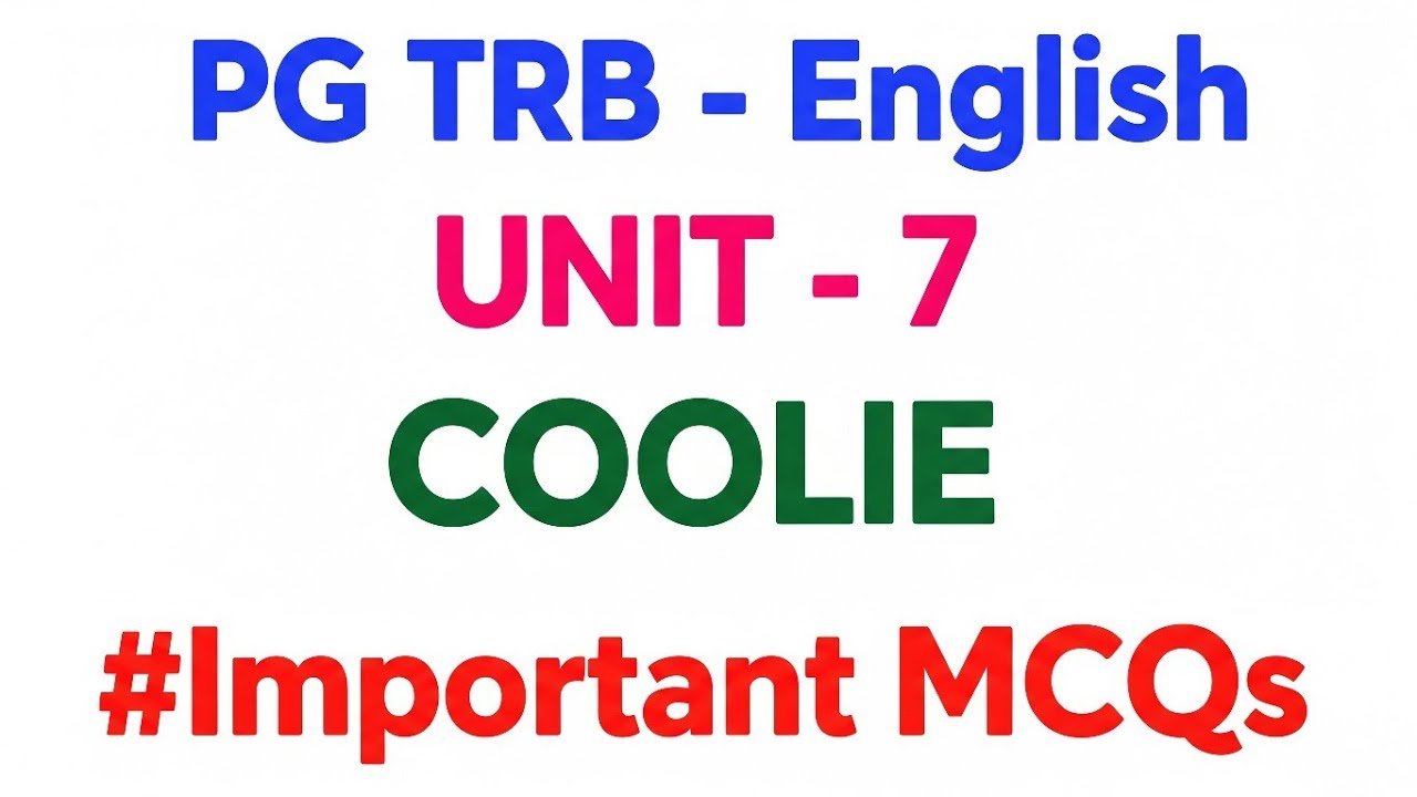 COOLIE BY MULK RAJ ANAND MCQS  #shortcutpgtrbenglish #shorttricks