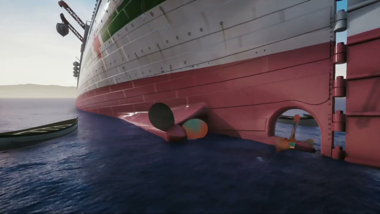 Britannic's engines starting up. (while sinking)