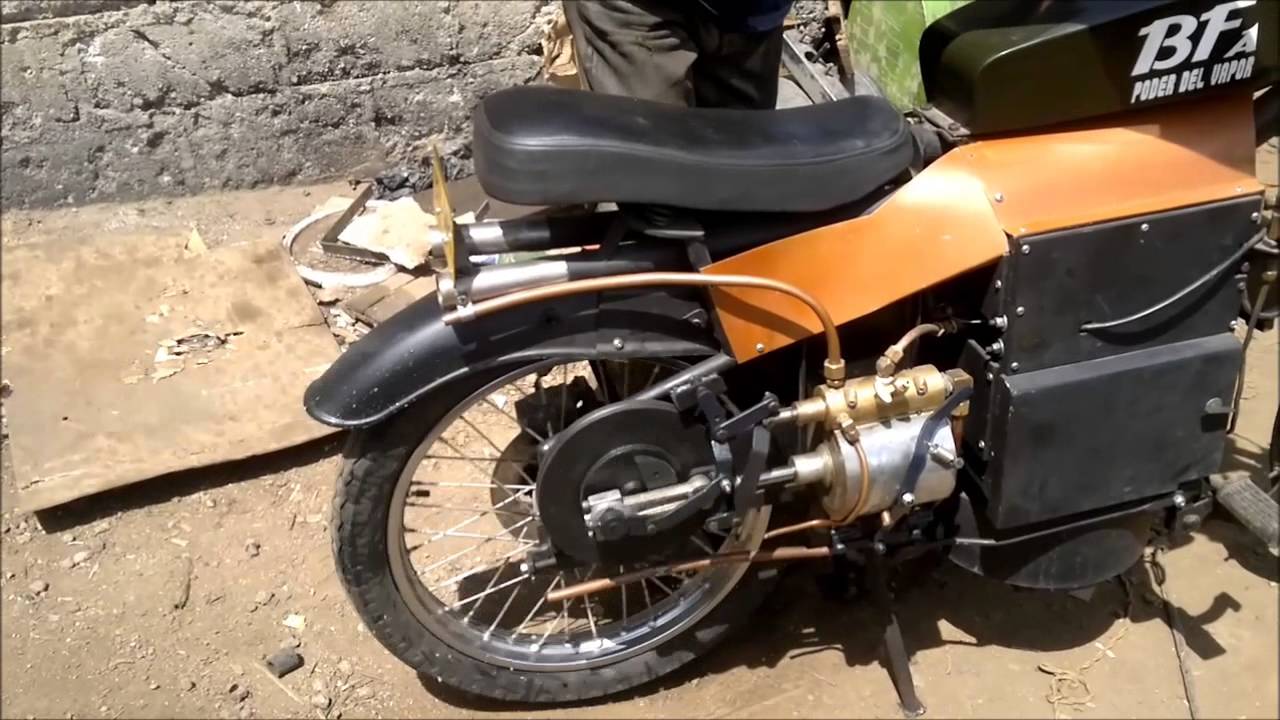 Motocicleta impulsada con Motor a Vapor . steam powered motorcycle