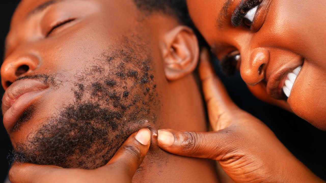 Asmr✨satisfying pimple pop,beard nitpicking, ineck massage, scalp and head massage with gum cracking