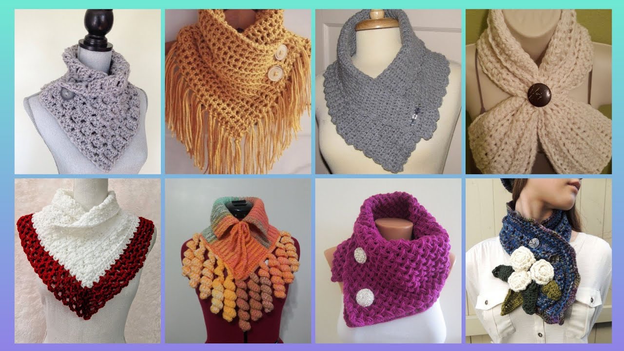Impressive Elegant outstanding crochet pattern of handmade neck scraft outfits designs ideas