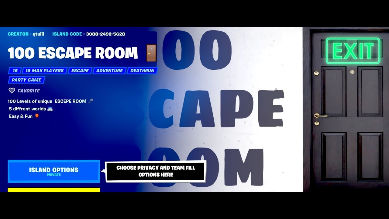 How YOU Can Complete Levels 1,2,3,4,5 in Fortnite 100 ESCAPE ROOM 🚪 by qtuiii? Tutorial