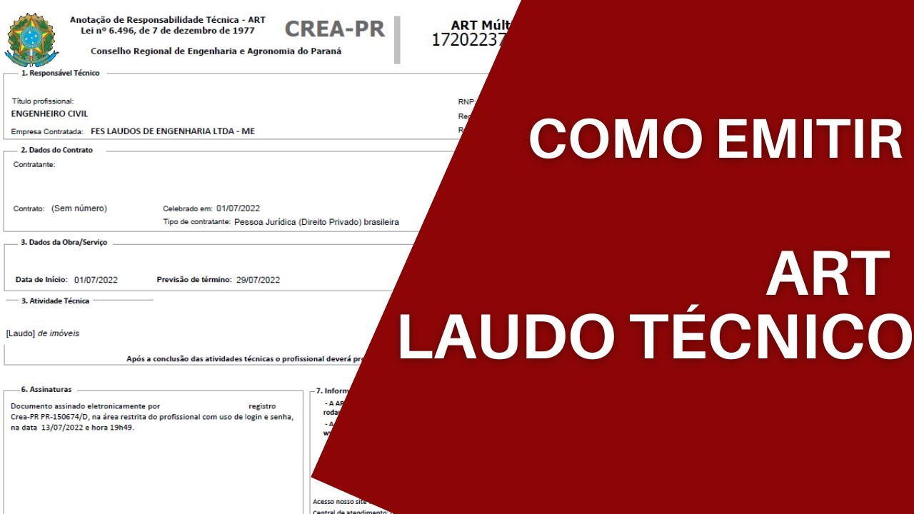 Como emitir ART de laudo técnico - Anotação de Responsabilidade Técnica