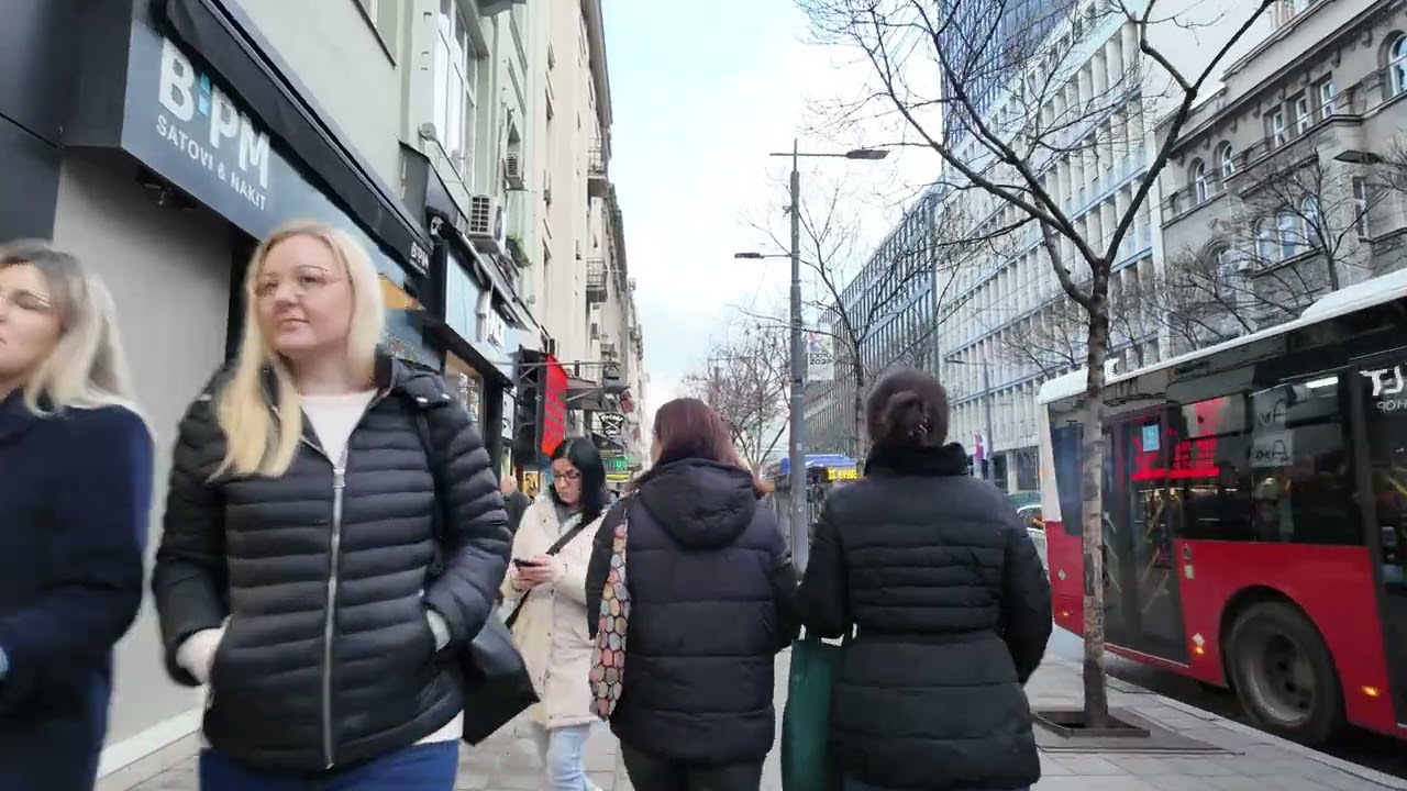 Belgrade Walking Tour - Studentski Trg to Slavija Square - City Center 4K