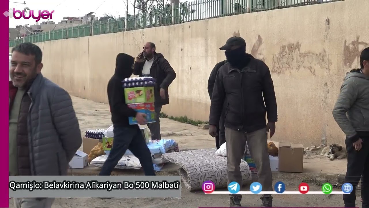 تقرير: حملة توزيع المساعدات المقدمة من مؤسسسة بارزاني الخيرية على النازحين ضمن أحياء قامشلو