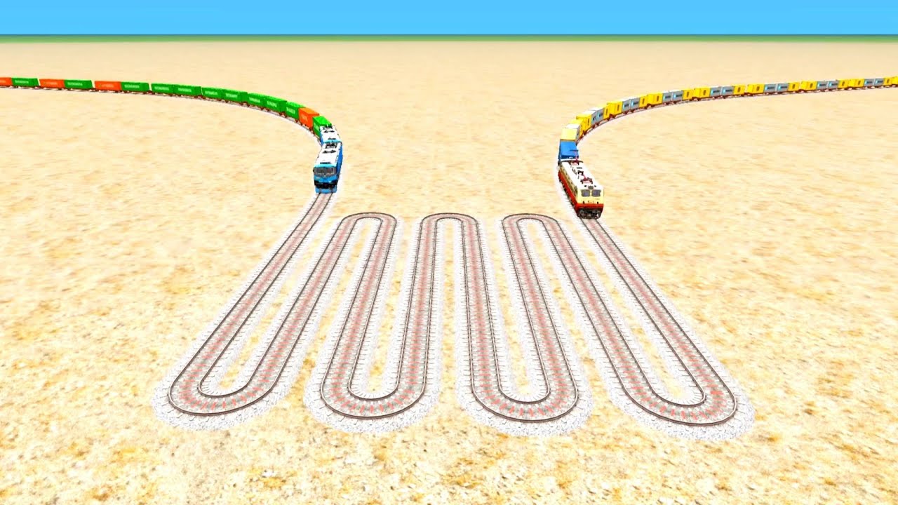 IMPOSSIBLE TWO TRAIN CROSSING FACE 😲TO FACE SAME TRACKS UTRUN CURVE BEANG DRIVE 