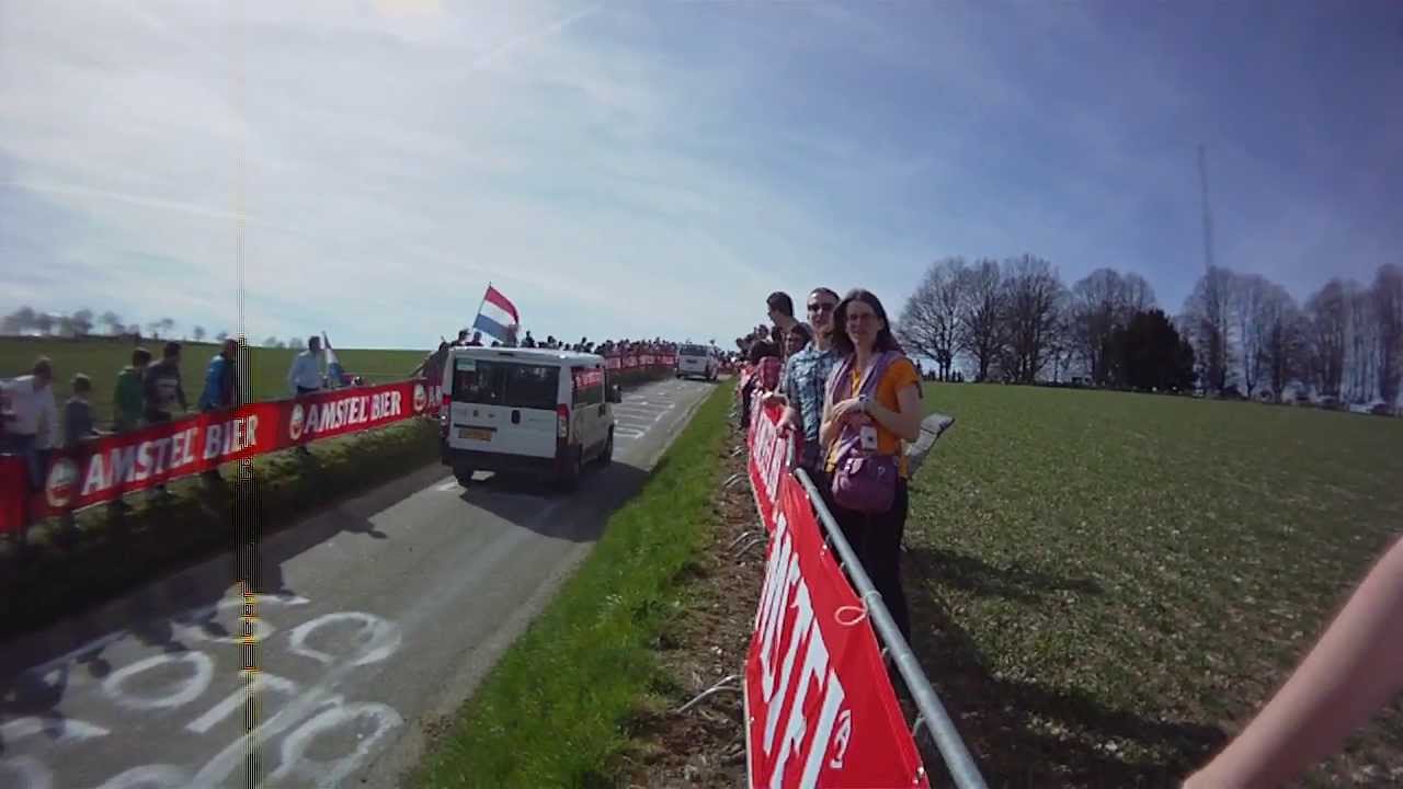 Joaquim Rodr&iacute;guez was helped on the Gulpenerberg by the broom wagon at Amstel Gold Race 2013