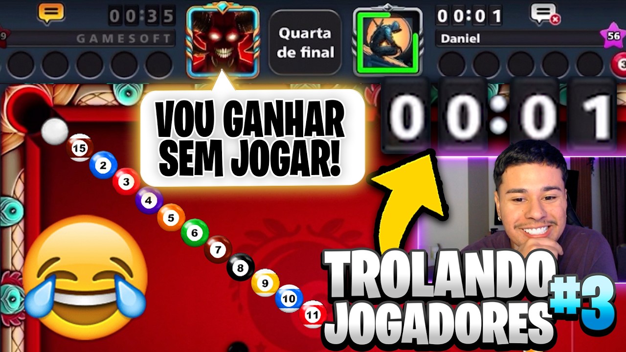 ESCONDENDO O JOGO AT&Eacute; ACABAR O TEMPO DO ADVERS&Aacute;RIO 🤣 TROLLANDO JOGADORES DO 8 BALL POOL #3