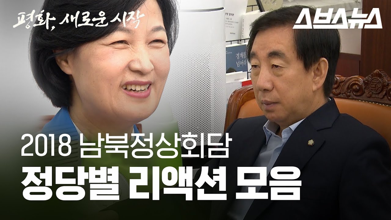 2018 남북정상회담 만남의 순간 정당별 표정 모음