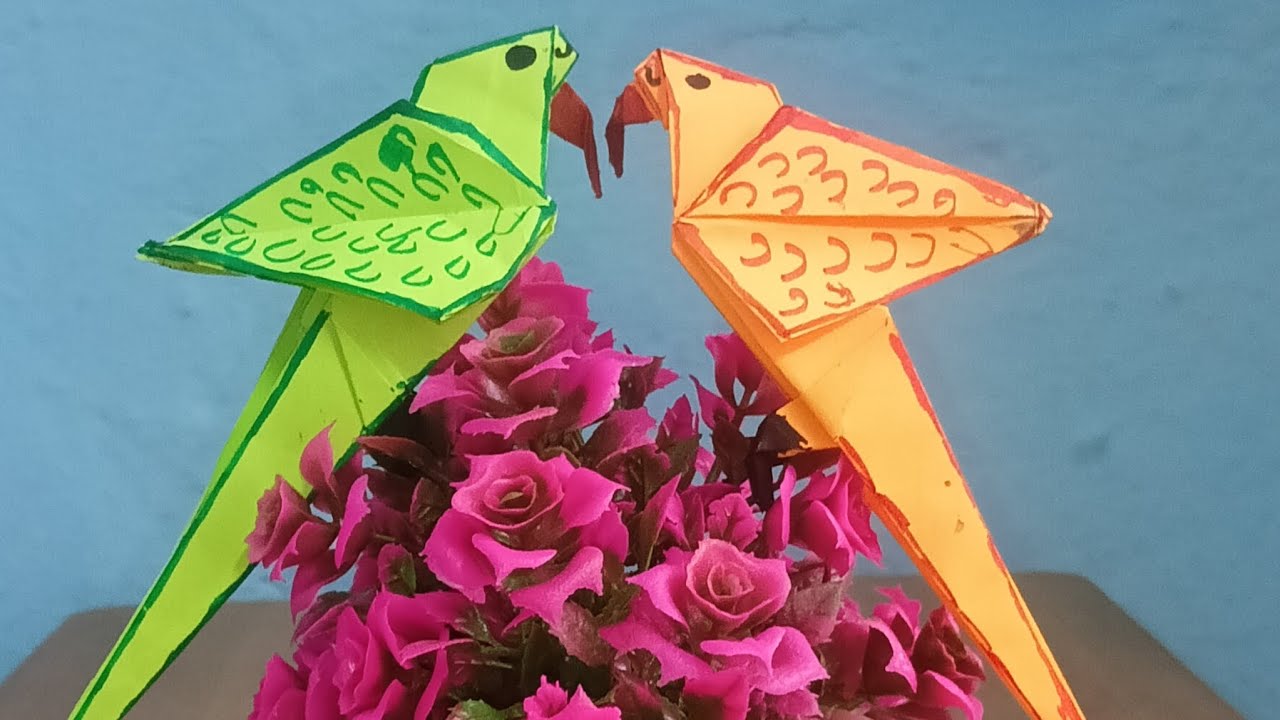 DIY origami paper parrot 🦜|Easy craft idea. 