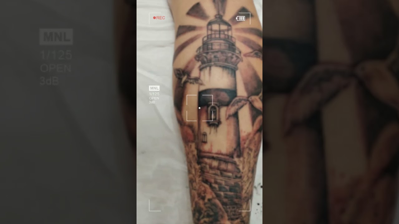 Lighthouse Black and Grey Tattoo