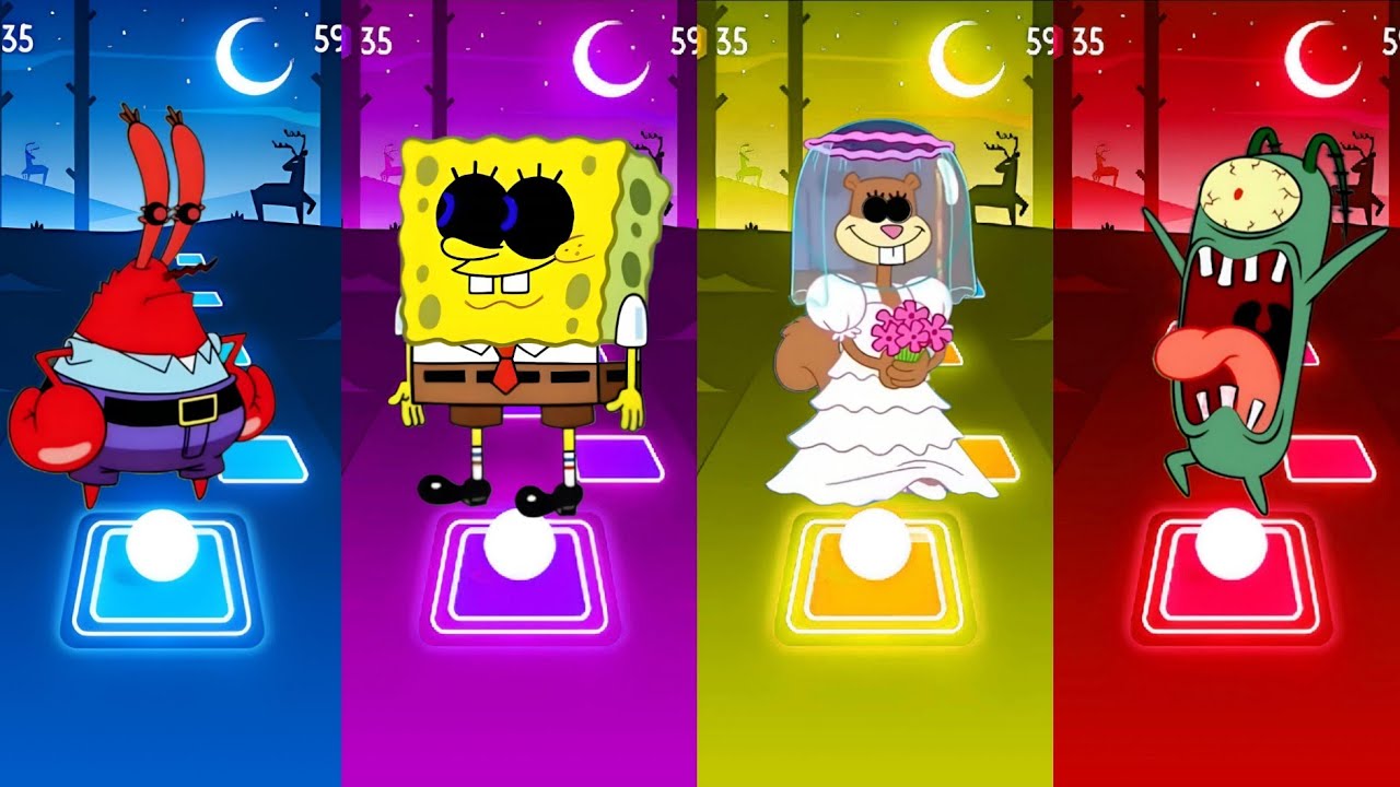 MR KRABS EXE  🆚 SPONGEBOB EXE 🆚 SANDY CHEEKS EXE 🆚 PLANKTON  EXE | Tiles Hop Battle