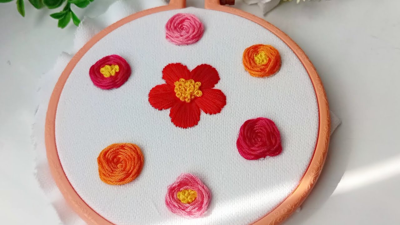  Spider Web Rose with French Knot – Embroidery Tutorial