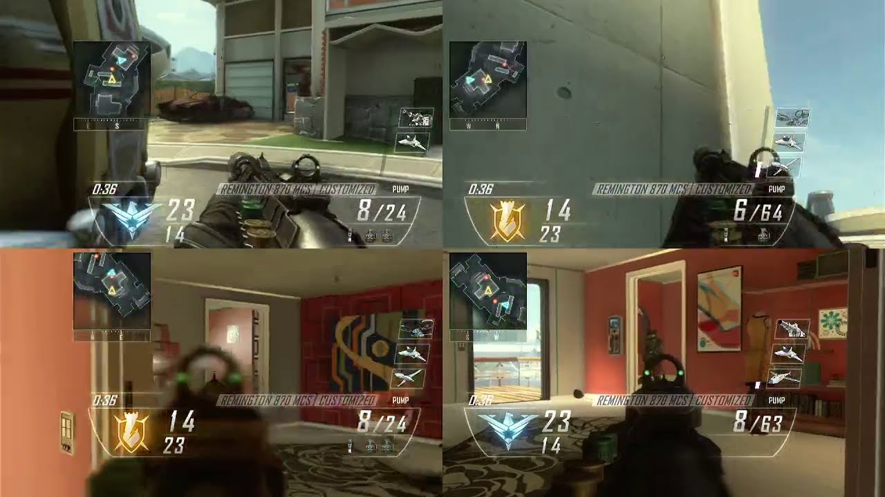4 Player Split-screen COD Black Ops 2 shotguns only in nuketown