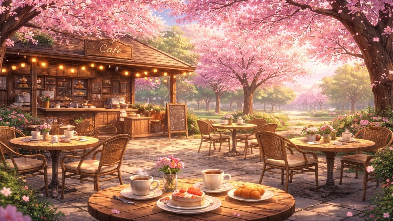 Cherry Blossom Lo-Fi Café 🌸☕ Cozy Spring Study Beats for Focus & Relaxation (46 Minutes)