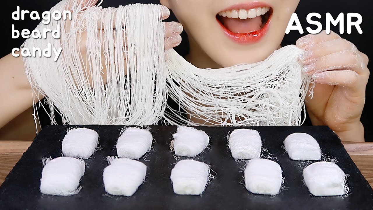 *MESSY* DRAGON BEARD CANDY ASMR DRAGON BEARD ASMR CANDY 食べる音 ドラゴンひげキャンディー