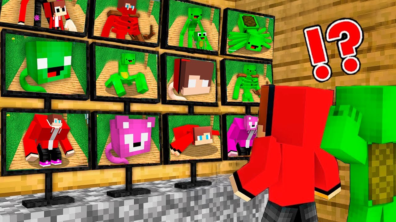 Джей-Джей и Майки наблюдают за всеми мутантами. Майки, Джей-Джей и Пинки на камерах. Minecraft Ma...