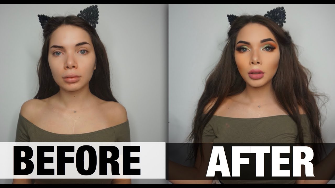 OLIVE GREEN MAKEUP - BEFORE/AFTER ✨