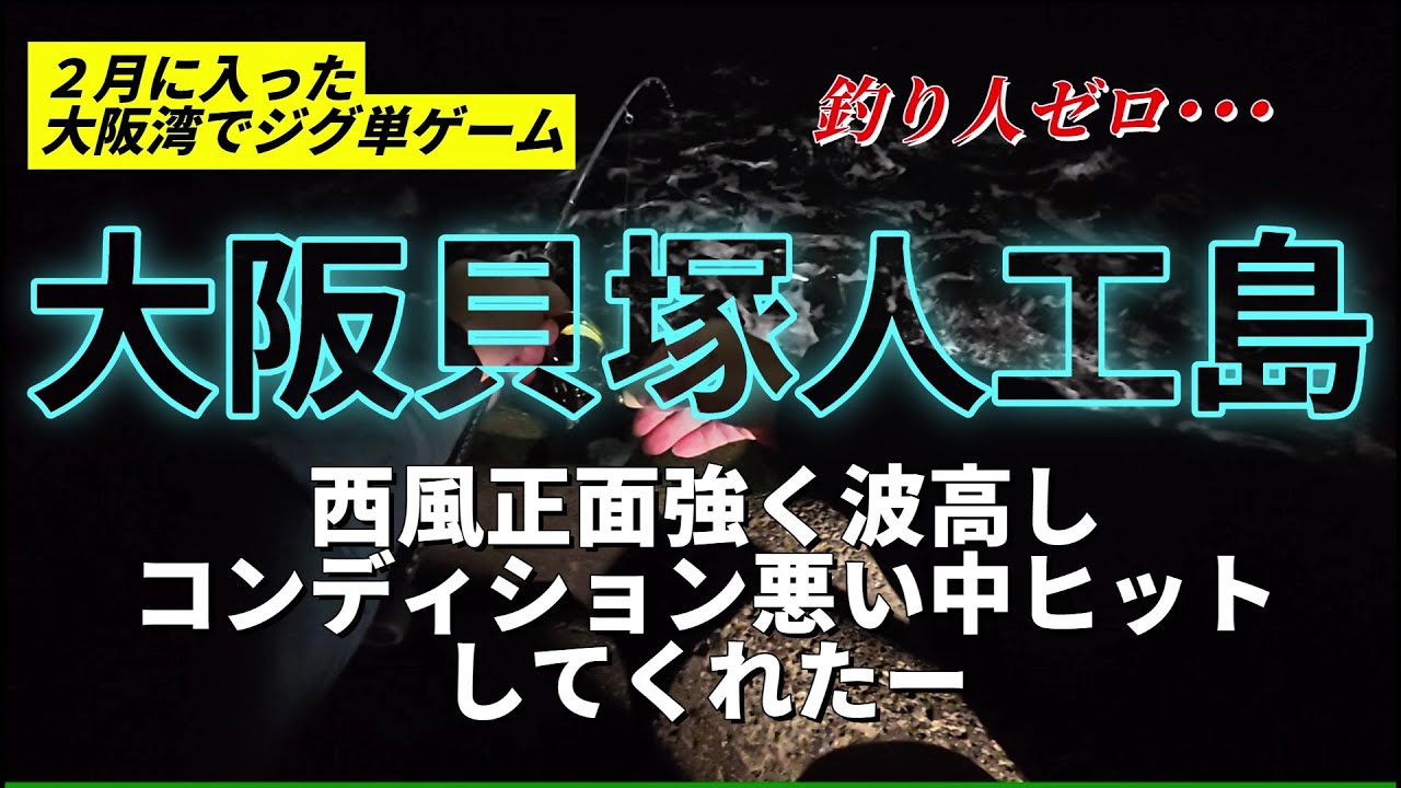 【２月の大阪貝塚人工島】強風波高の中ジグ単ゲームした結果#大阪#アジング#メバリング#大阪湾
