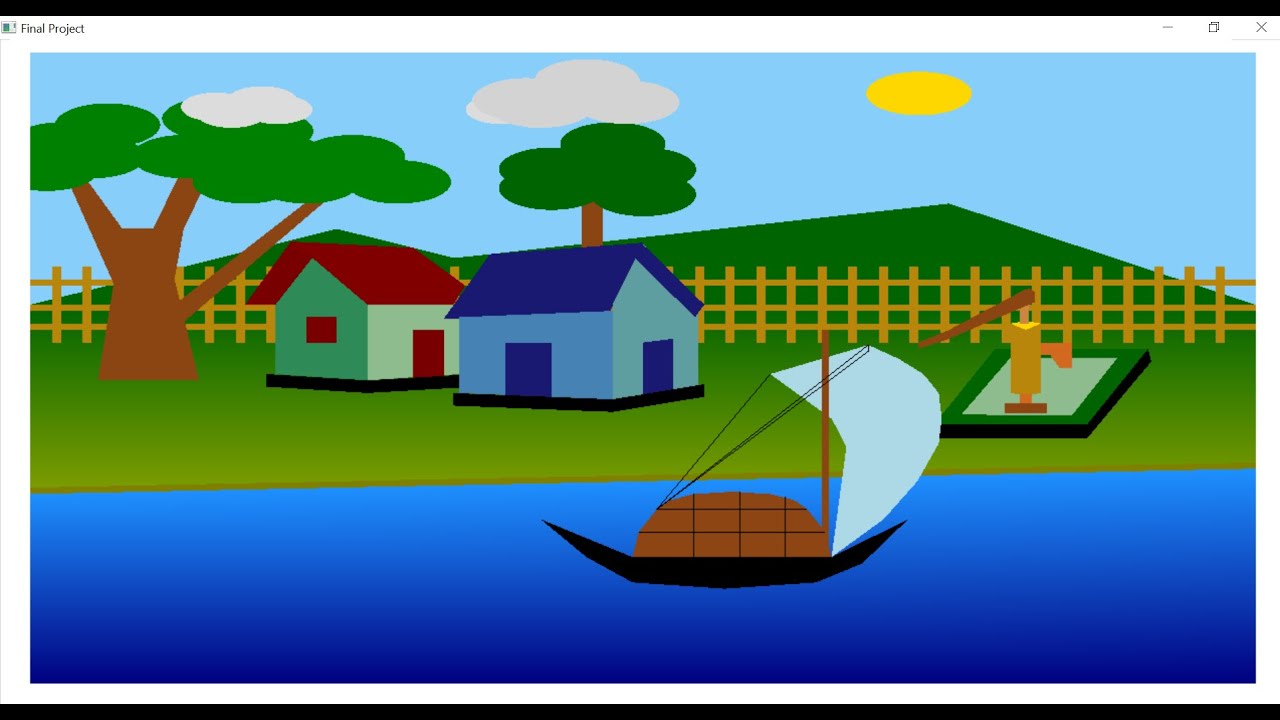 Computer Graphics Project using OpenGL (with Source Code) | Project: Village Scenery | C++ | 2022