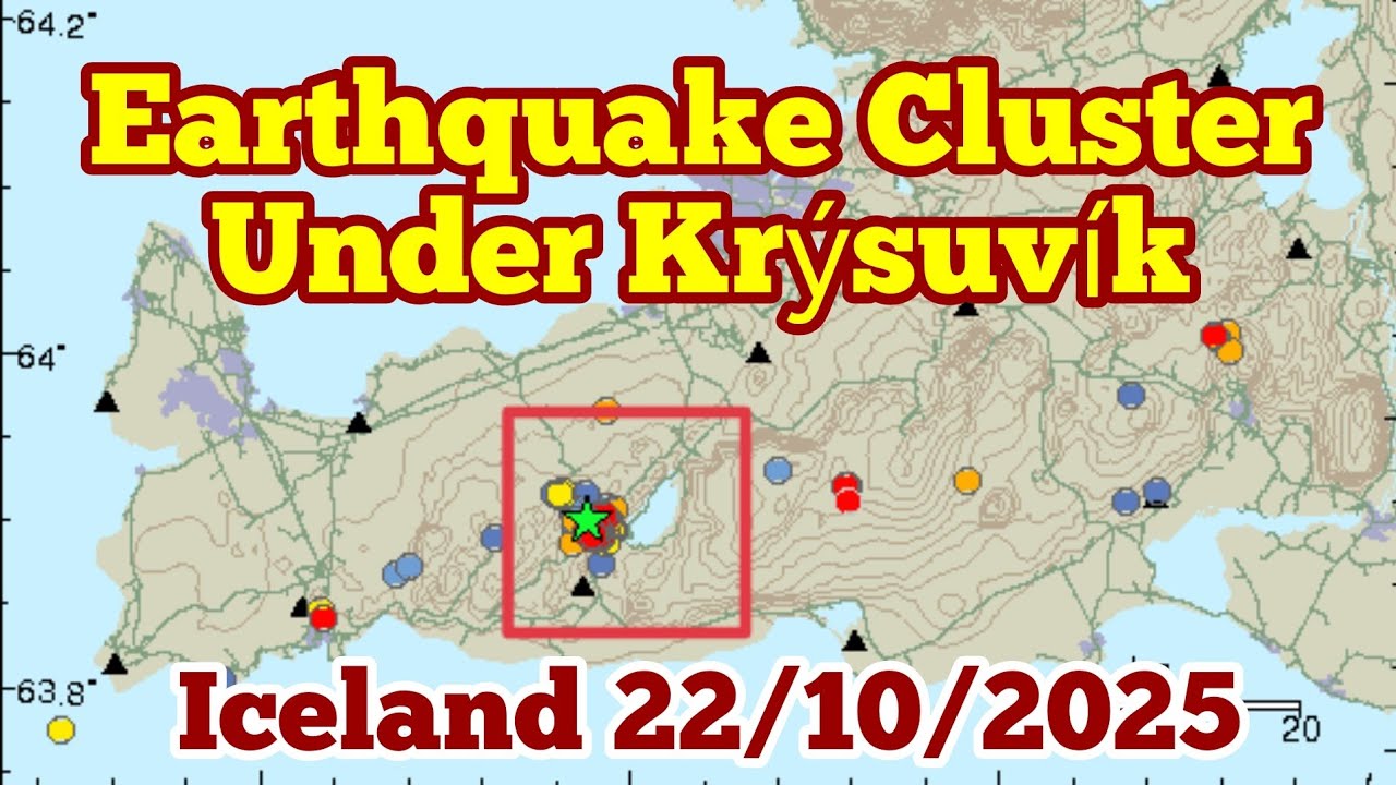 Исландия, 22.10.2025: Группа землетрясений Крисувик, магма все еще отсутствует, полуостров Рейкья...