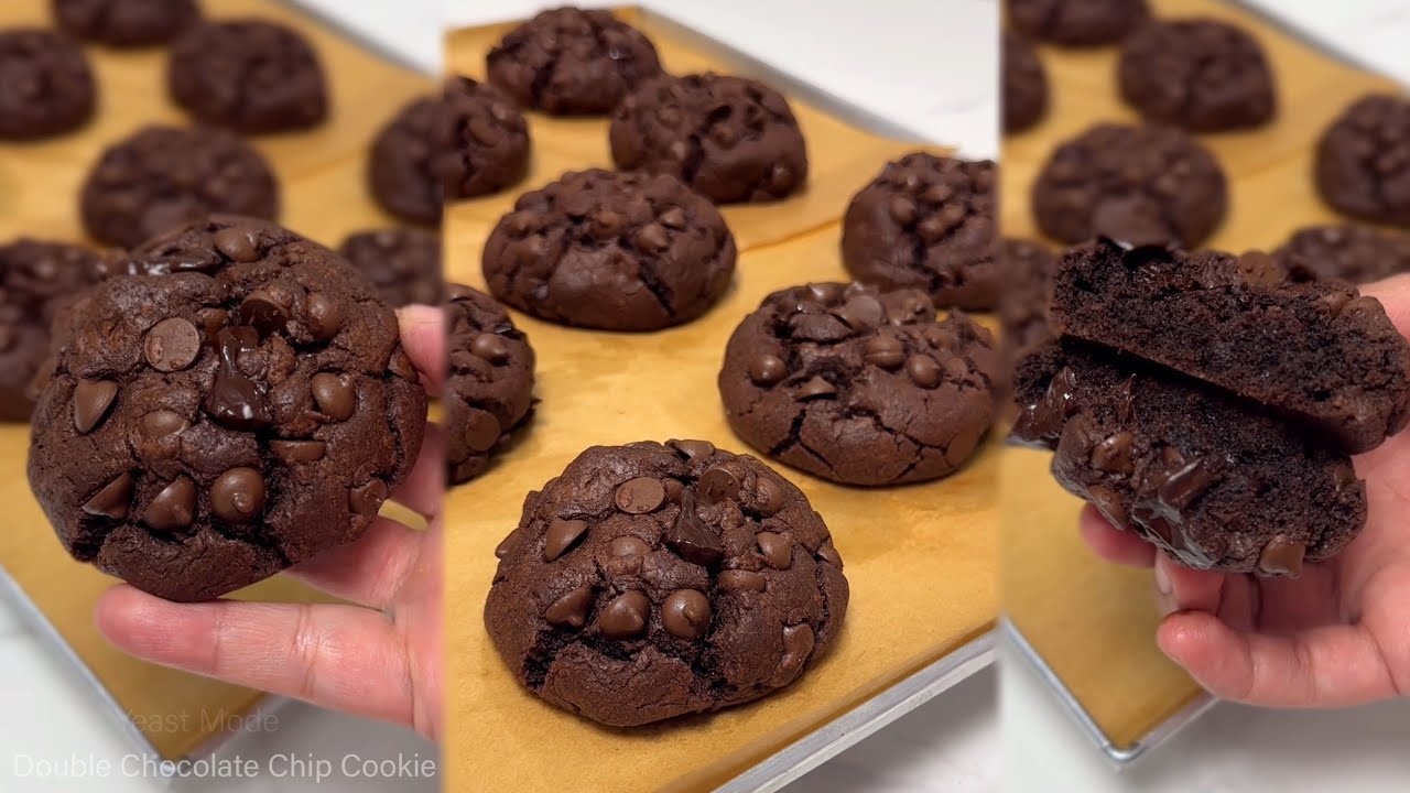 DOUBLE CHOCOLATE CHIP COOKIE | NYC style Thick and No-Chill Cookie recipe