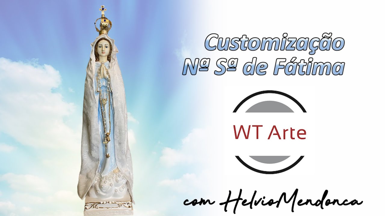 Customização de Imagem Sacra - Nossa Senhora de Fátima com tecido