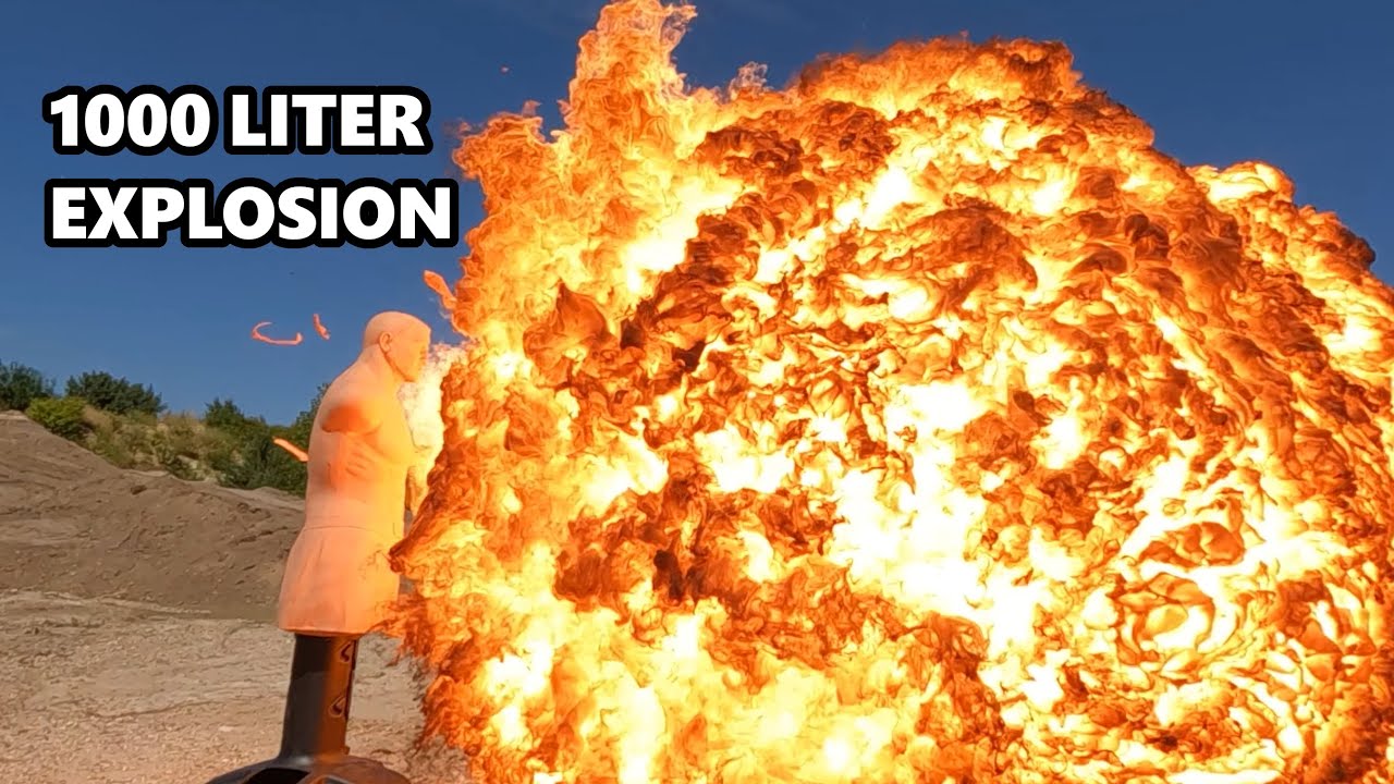 GASEXPLOSIONEN: 1000 Liter Acetylen & 150 L Knallgas  [𝟰𝗞] | JJChemistry
