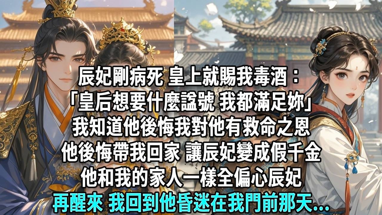 辰妃剛病死，皇上就賜我毒酒：「皇后想要什麼諡號，我都滿足妳。」他後悔帶我回家讓辰妃變成假千金，他和我的家人一樣全偏心辰妃，再醒來，我回到他昏迷在我門前那天...