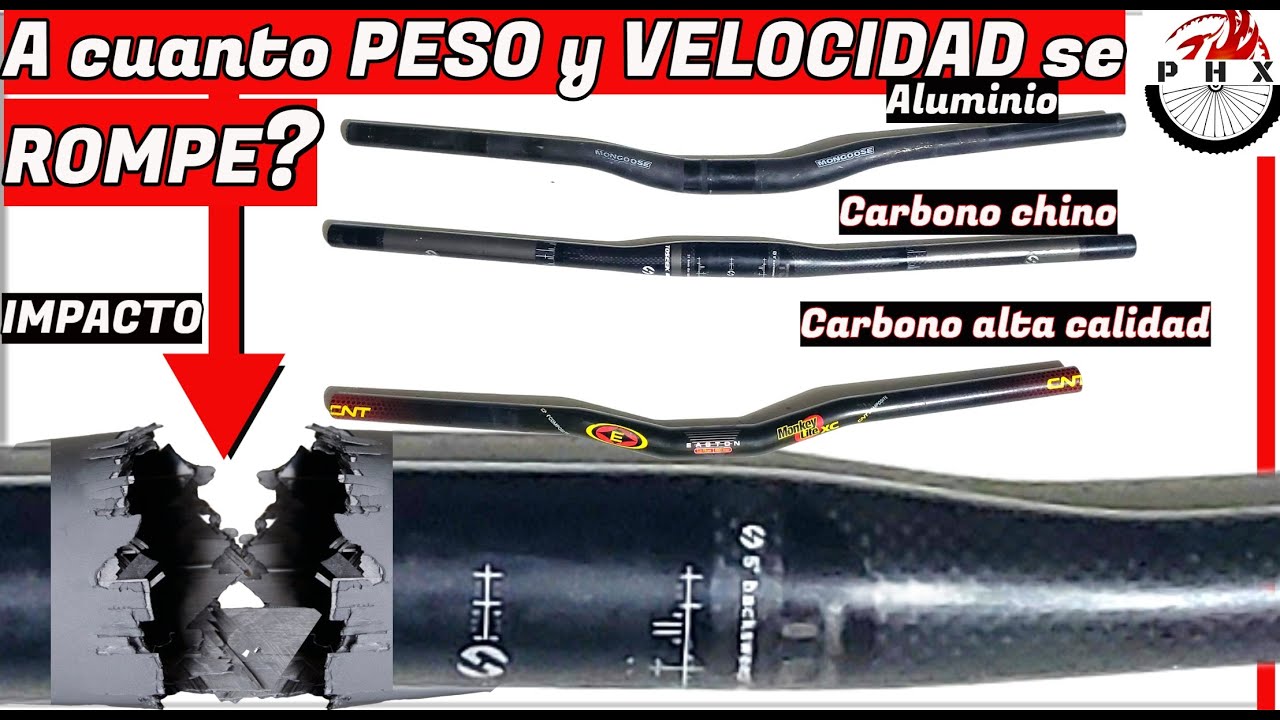 PRUEBA PESO Y VELOCIDAD DE IMPACTO QUE SE ROMPEN O FRACTURAN ESTAS 3 BARRAS/MTB,CICLISMO