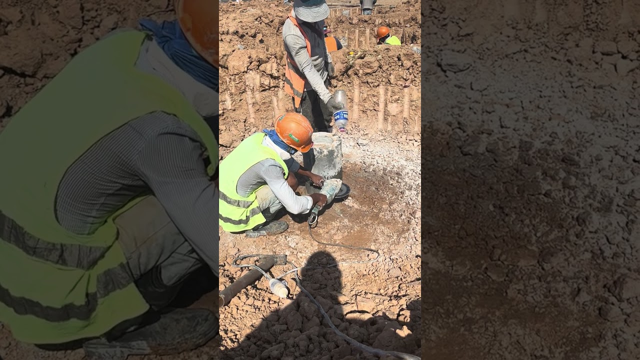 Cutting off Level Spun Pile #construction #building #civilengineering #concrete #machinery #rebar