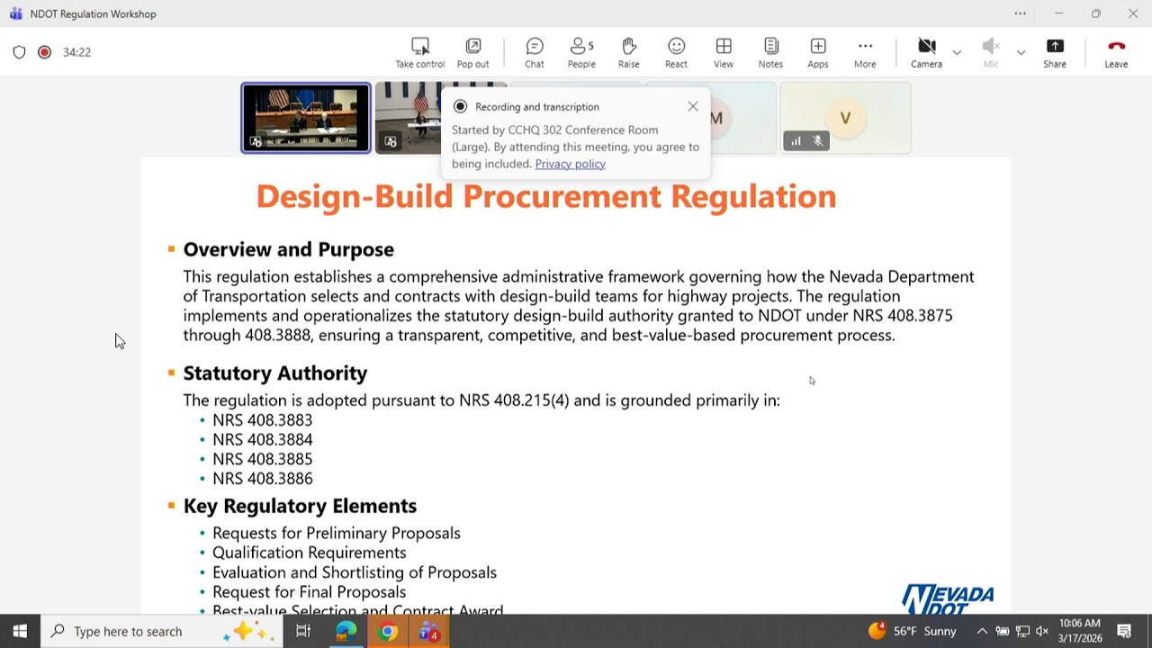NDOT Regulations Public Workshop - March 17, 2026