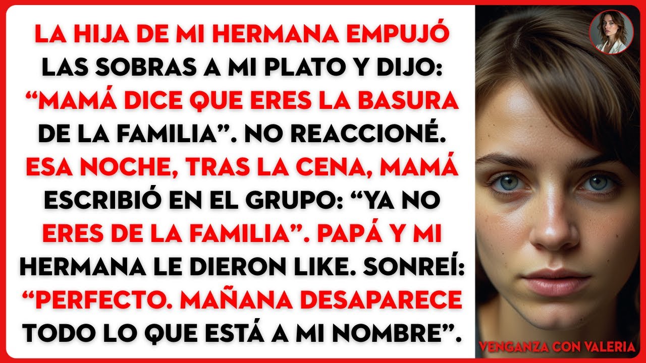 La hija de mi hermana empujó las sobras a mi plato y dijo: “Mamá dice que eres la basura de la...