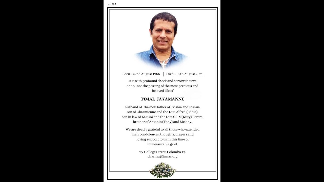 Celebration of the Life of Timal Jayamanne