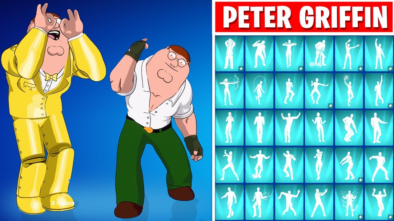 Fortnite PETER GRIFFIN Skin Showcase With All Icon Series Emotes!