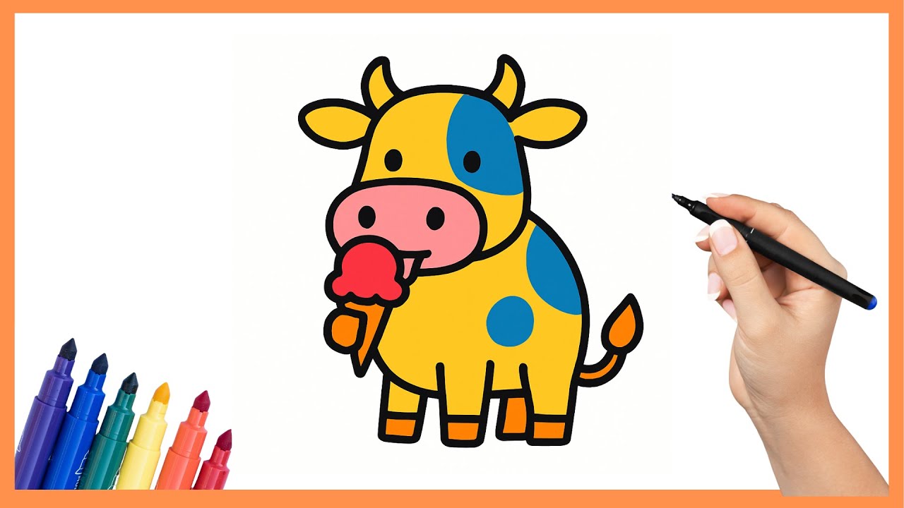 Come disegnare una mucca che mangia un gelato