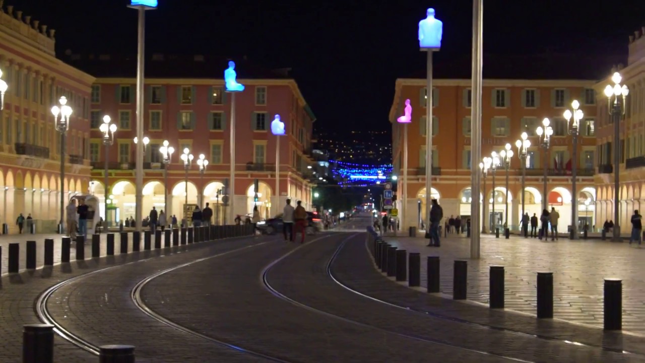 Place Masséna at night