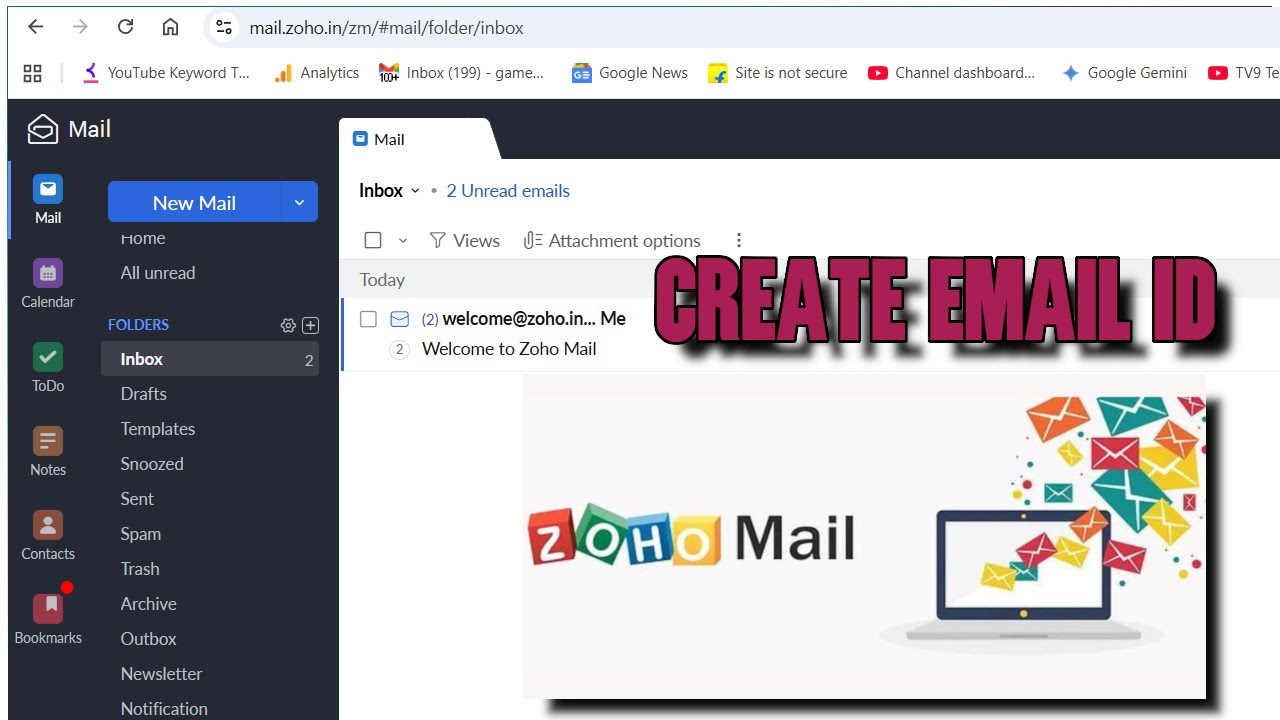 Как создать новый идентификатор электронной почты в Zoho
