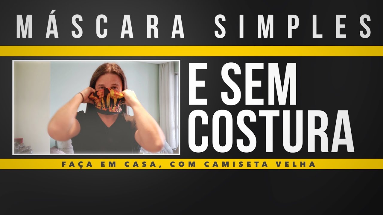 Máscara de proteção caseira usando bandana sem costura ou com camiseta velha.