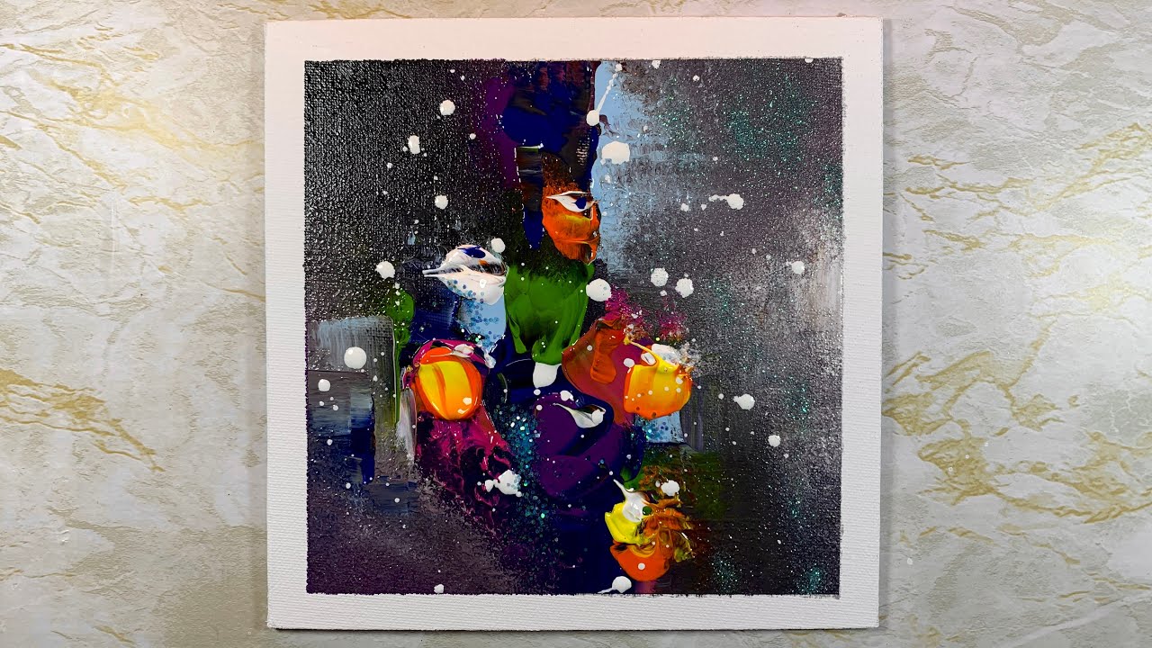 Floral Abstract Painting | Acrylics On Canvas + Sparkles | Using Palette Knife  | Rainy Vibes
