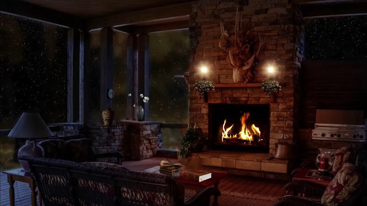 Someone Turned On This Fireplace… And Never Came Back | Live Rain Ambience