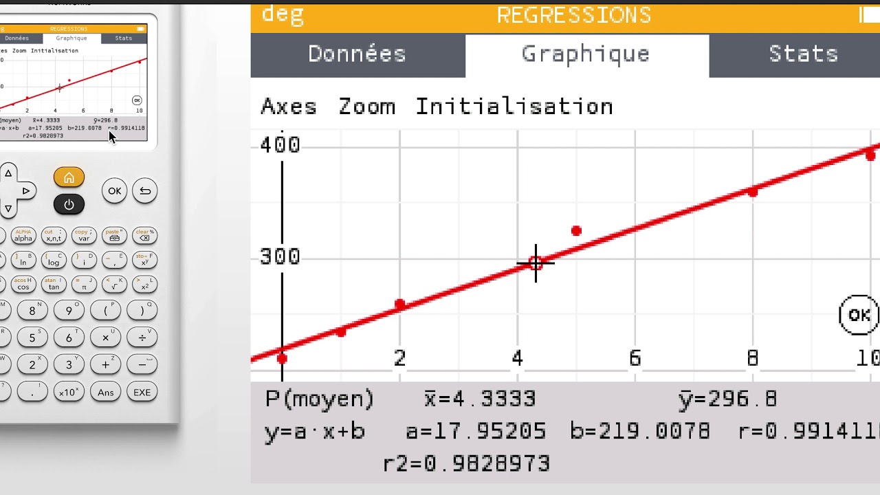 Numworks-droite d'ajustement affine.