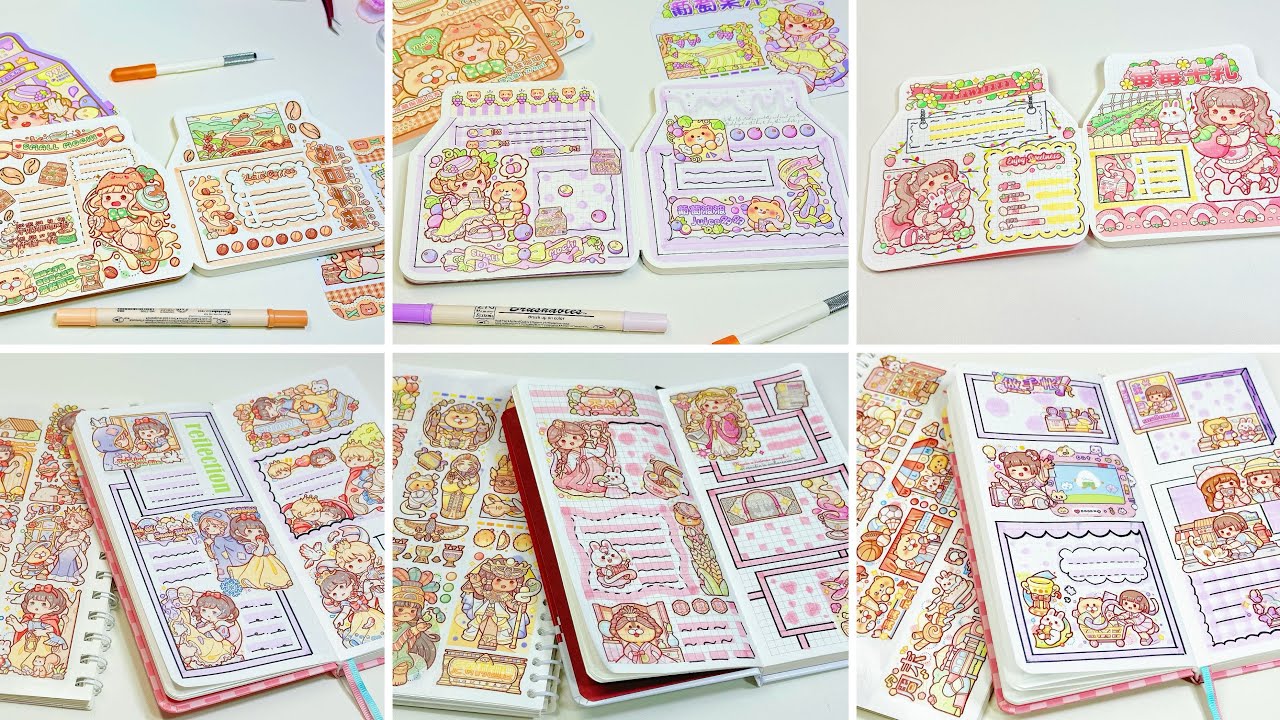stickers journaling 💕cute kawaii sticker🌈 Immersive ASMR bullet journal | Compilation small mochi