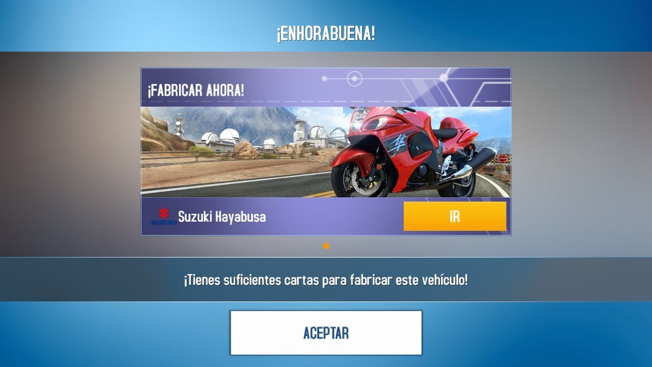 Asphalt 8 - Fabricando la Suzuki Hayabusa