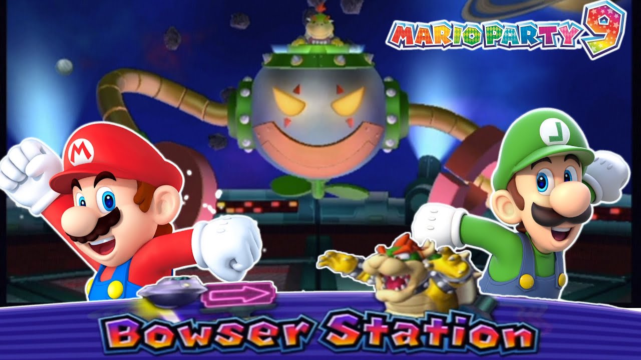 Mario Party 9 - Bowser Station - Luigi vs Mario vs Yoshi vs Peach - Master Difficulty