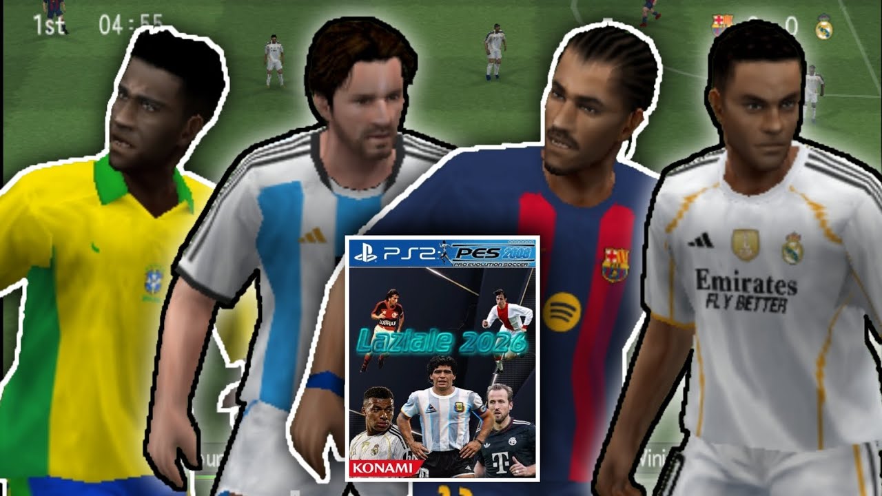 Gameplay - PES Laziale 2026 (PPSSPP) Brasil × Argentina & Barcelona × Real Madrid