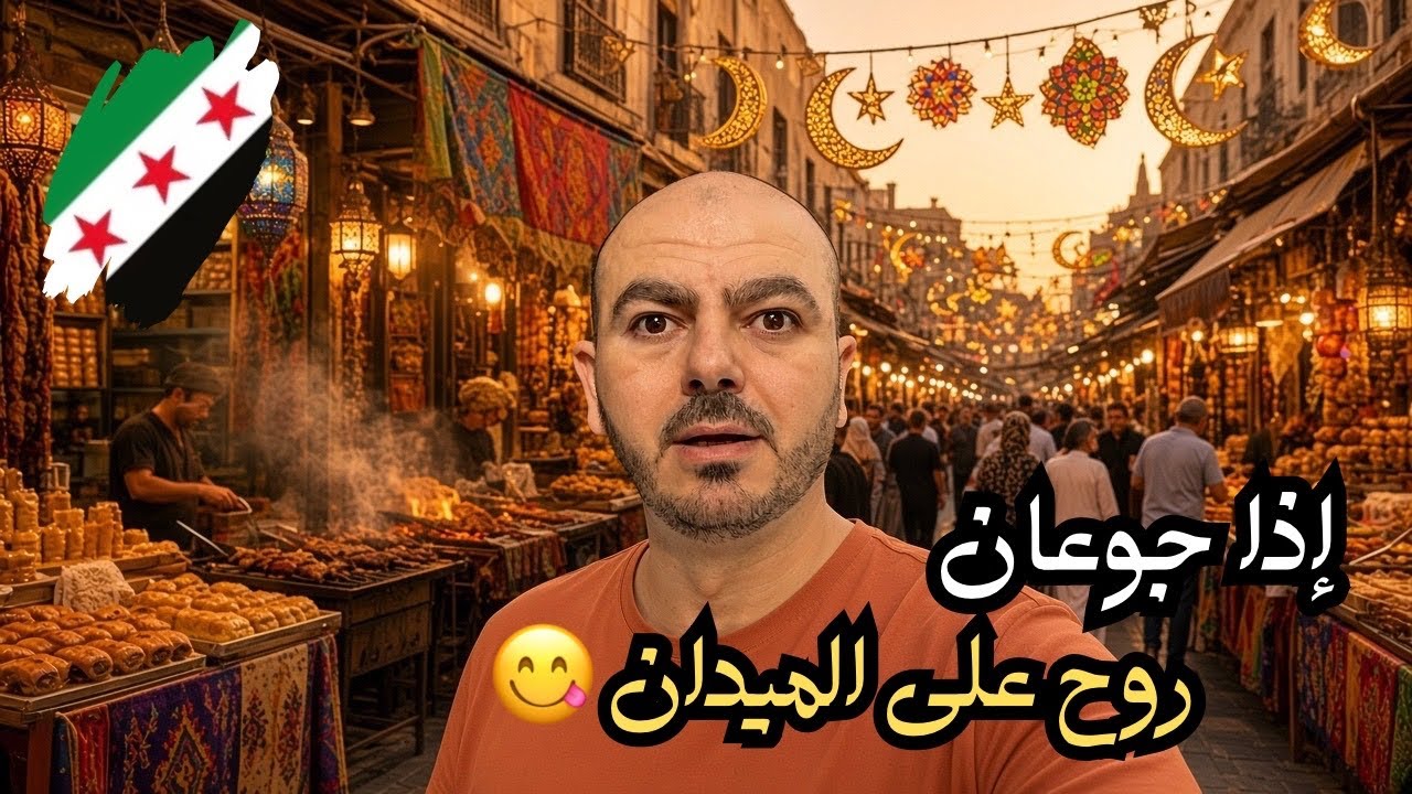 ‏آكل الشارع في الميدان في دمشق🤩 ‏أجواء رمضان قبل وبعد الإفطار