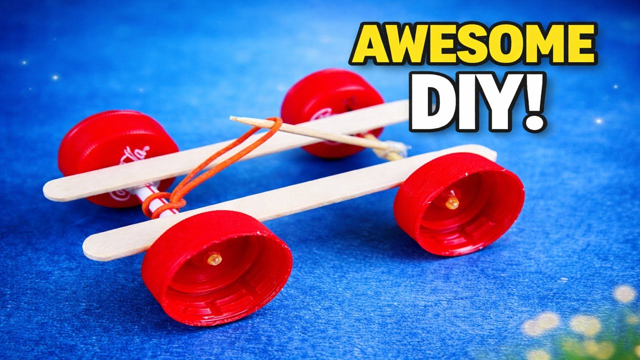 How to Make a Rubber Band Powered Car - Easy DIY Manual Car