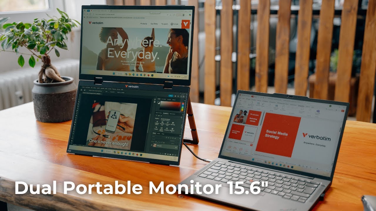 Verbatim Dual Portable Monitor 15 6&Prime;